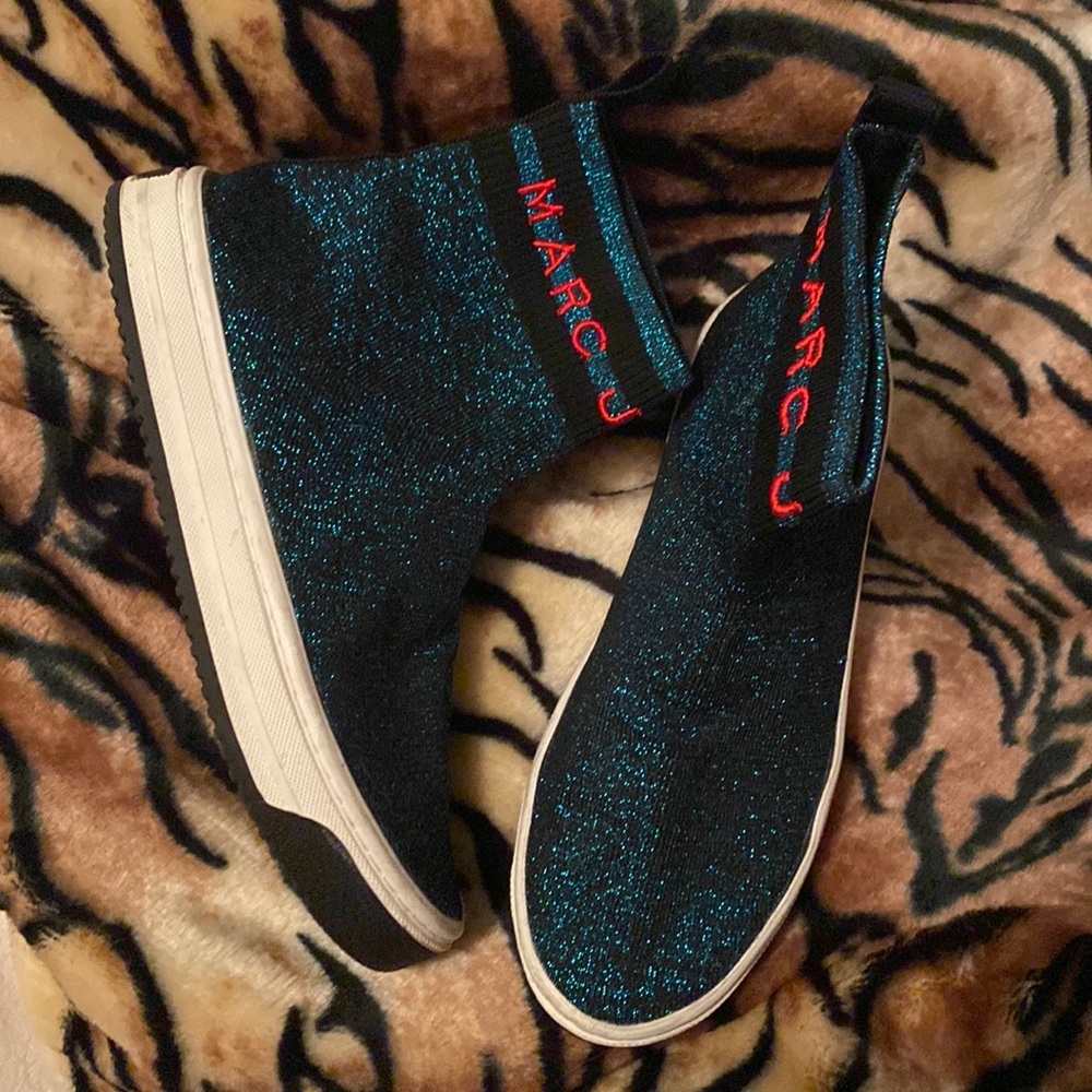 Marc Jacobs Blue Sparkly Sock Sneakers